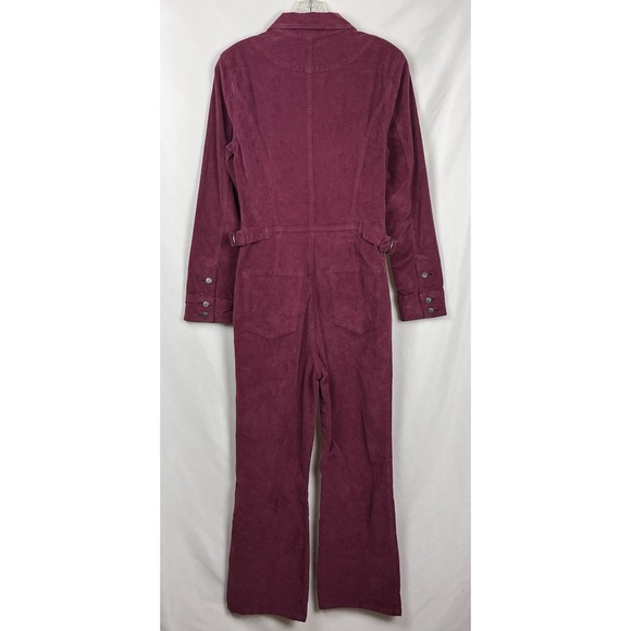 Free People Take Me Out Mulberry Corduroy Jumpsuit 6 Zip Front Utility Boho $148 - Picture 2 of 13